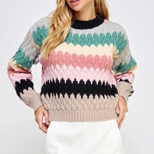 Colorful Chevron One Size Knit Sweater
